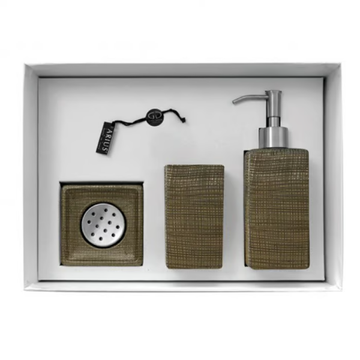 VENICE SET BROWN/IVORY - Countertop glass toothbrush holder by Glass Design - view 3